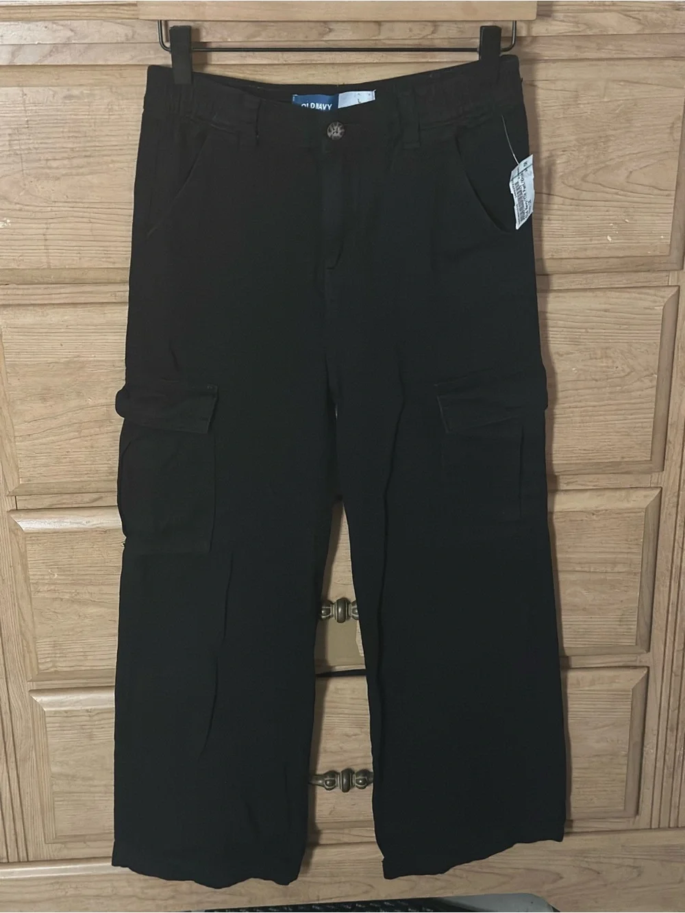 Old Navy Girls Black Wide-Leg Cargo Pants | Size Large (10-12Y)
